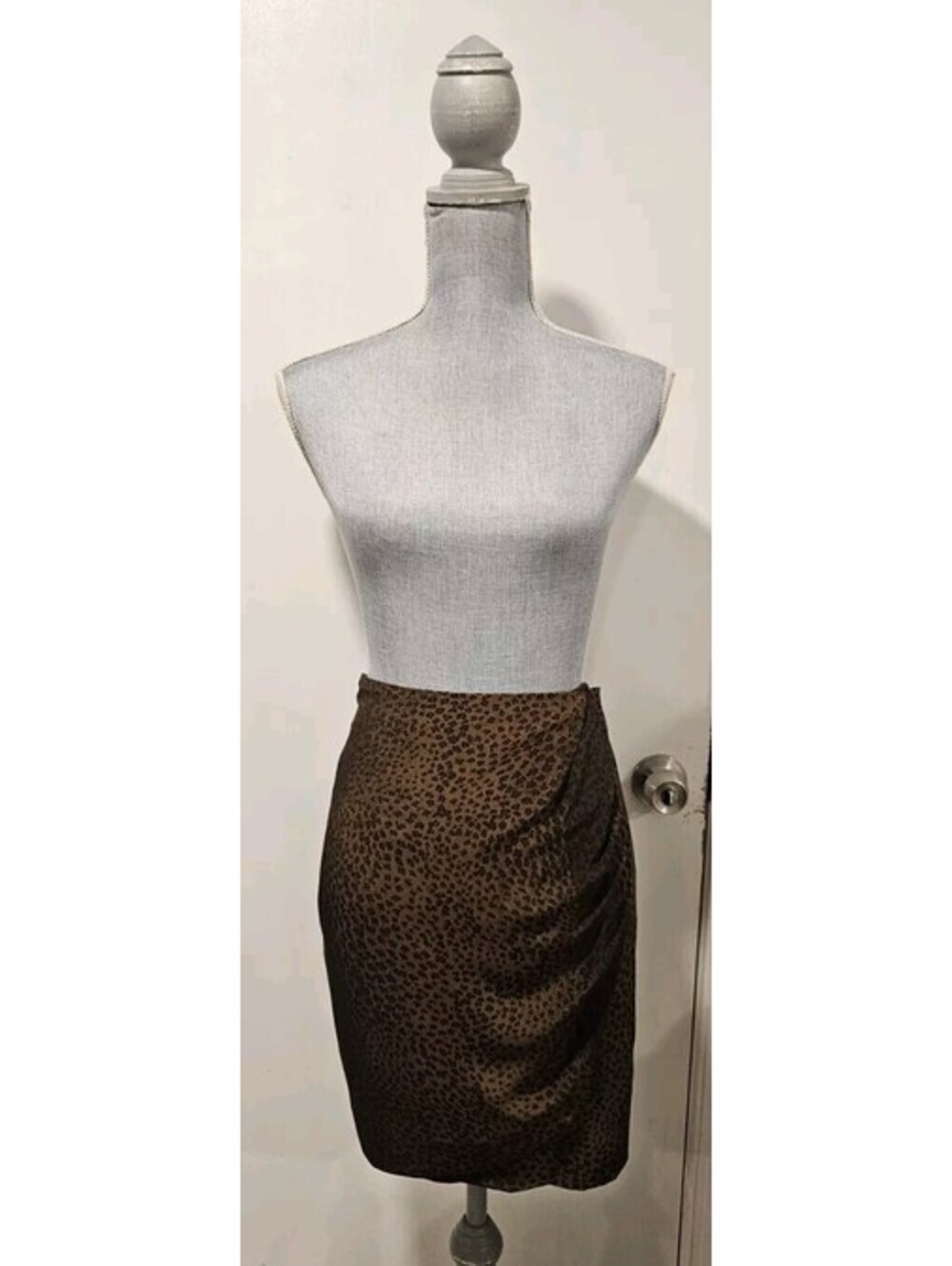 Finity Leopard Silk Skirt Short Vintage 80s Brown *READ*